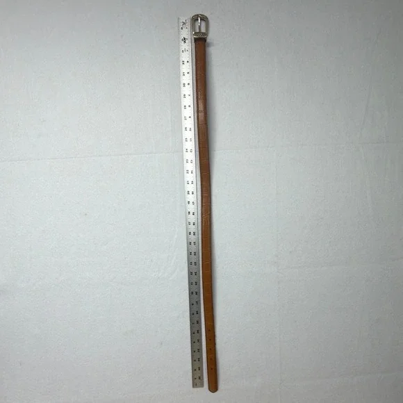 Genuine Leather Western Belt Medium Brown‎ Floral Silver Buckle Boho Country - Picture 9 of 9